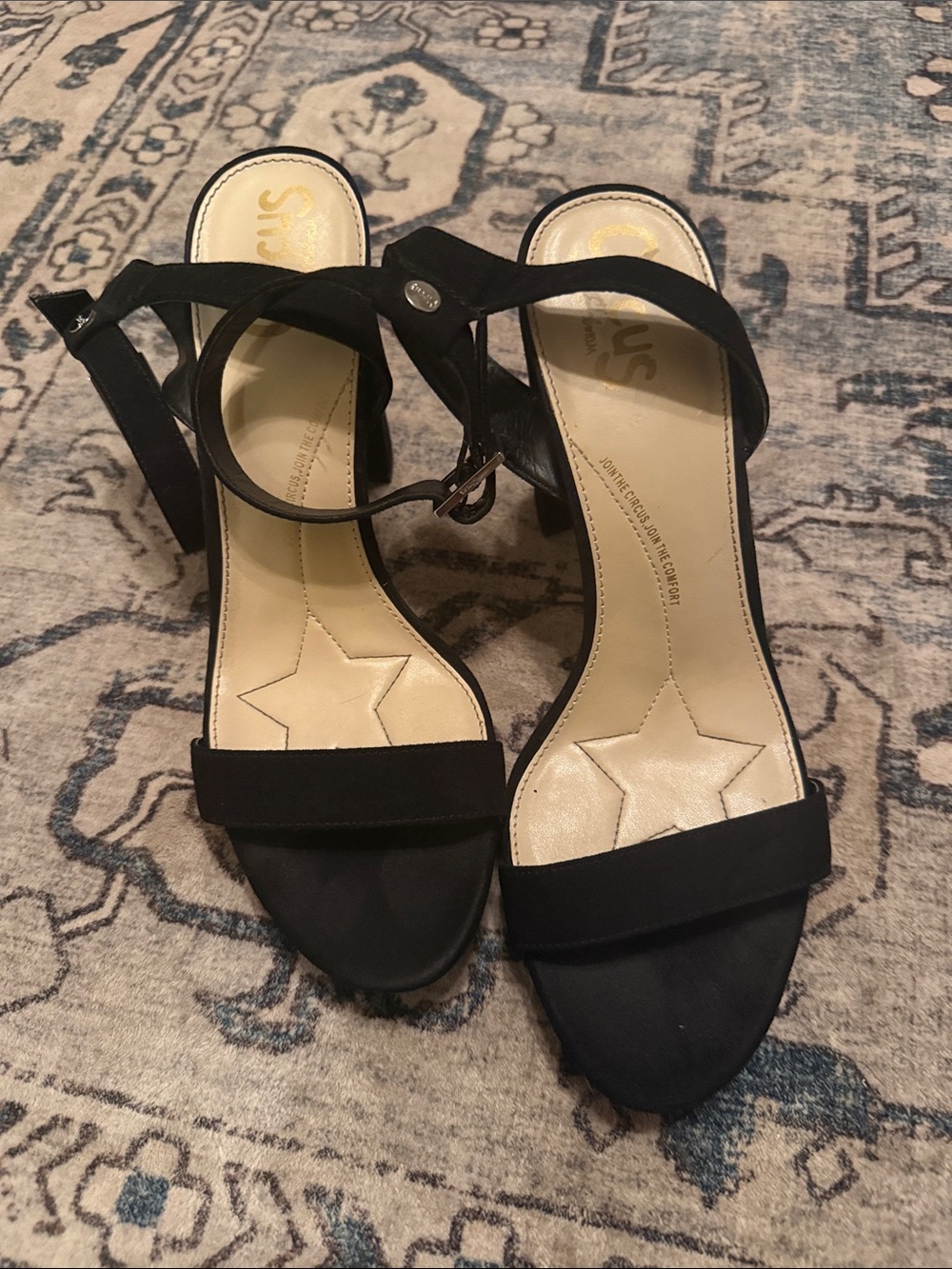 Circus by Sam Edelman Black Ankle-Strap Star Insole Heels